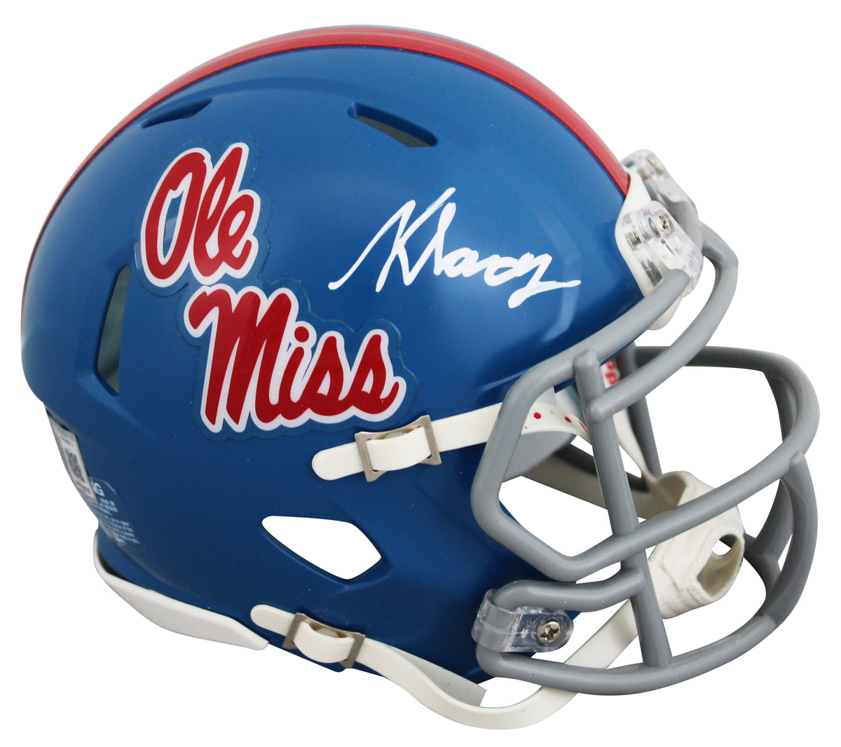 Ole Miss Kewan Lacy Signed Powder Blue Speed Mini Helmet W/ Case Autographed BAS