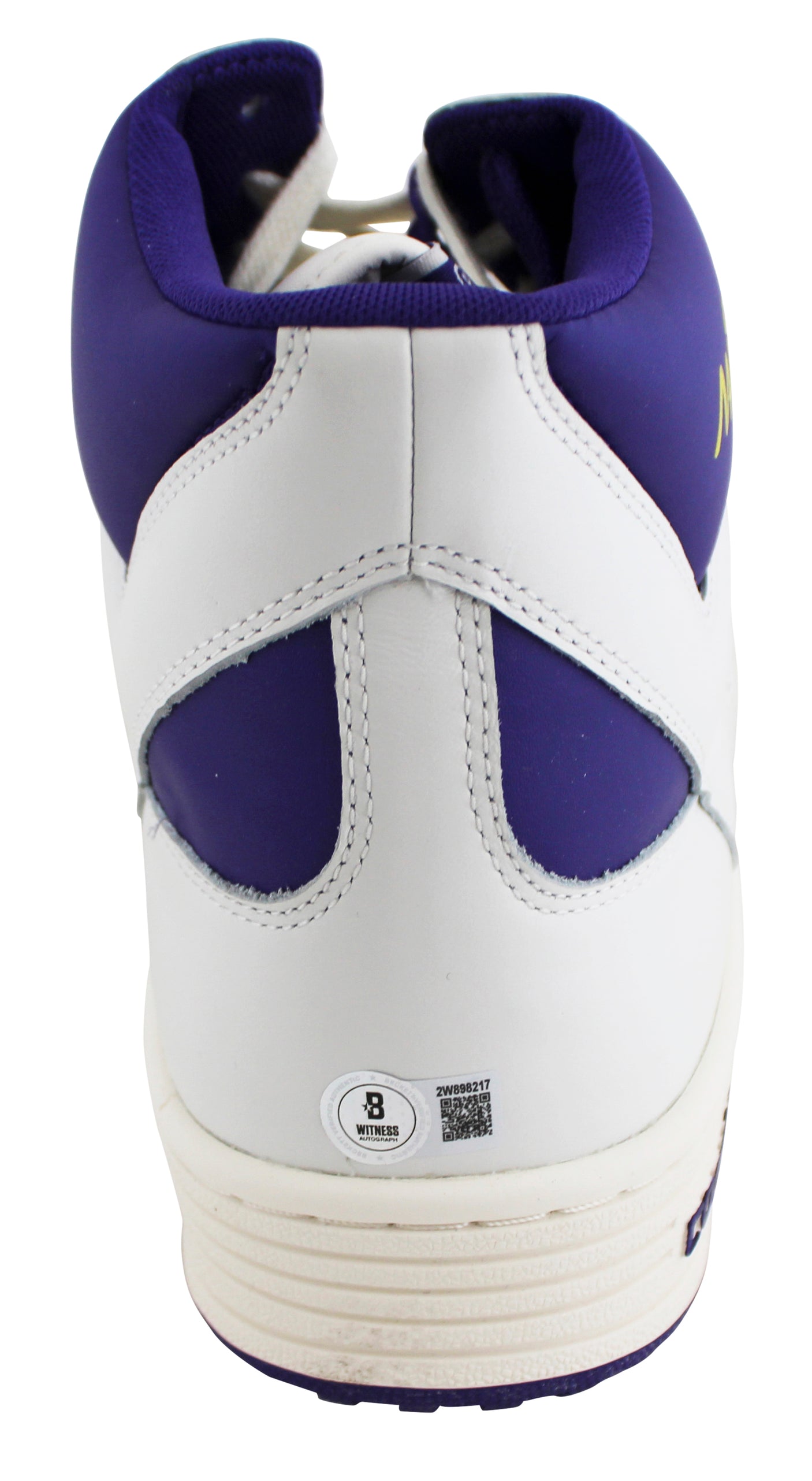 Lakers Magic Johnson Signed Right Purple & White Converse Weapon Shoe BAS Wit 3