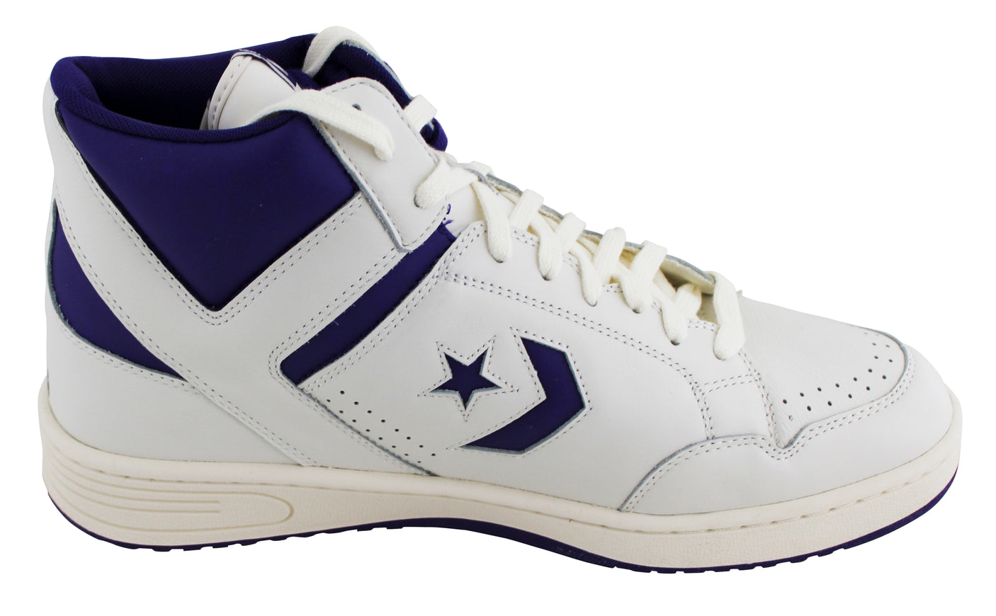 Lakers Magic Johnson Signed Left Purple & White Converse Weapon Shoe BAS Wit 3