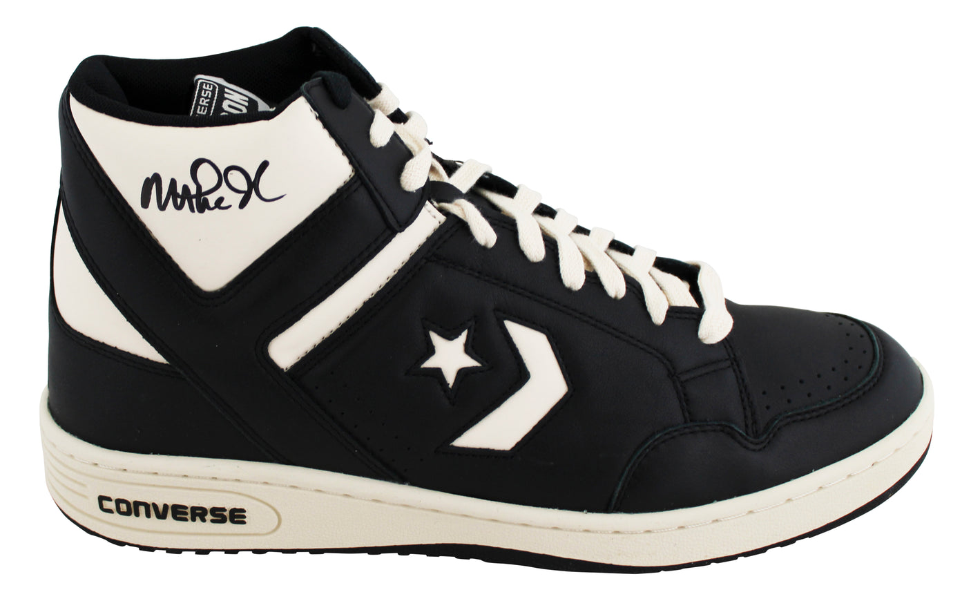 Lakers Magic Johnson Signed Right Black & White Converse Weapon Shoe BAS Wit 3