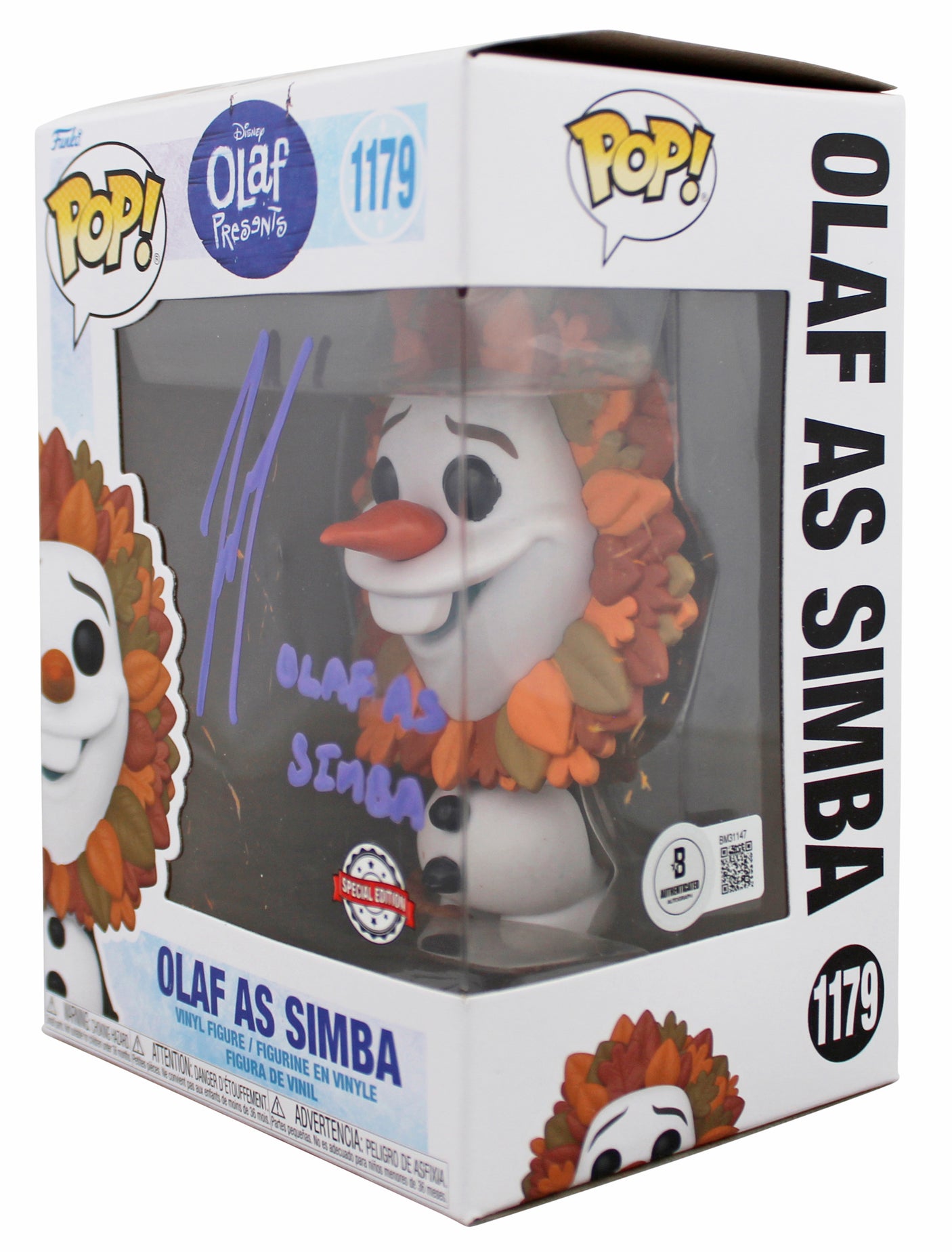 Josh Gad Frozen "Olaf as Simba" Signed #1179 Funko Pop Vinyl Figure BAS 1