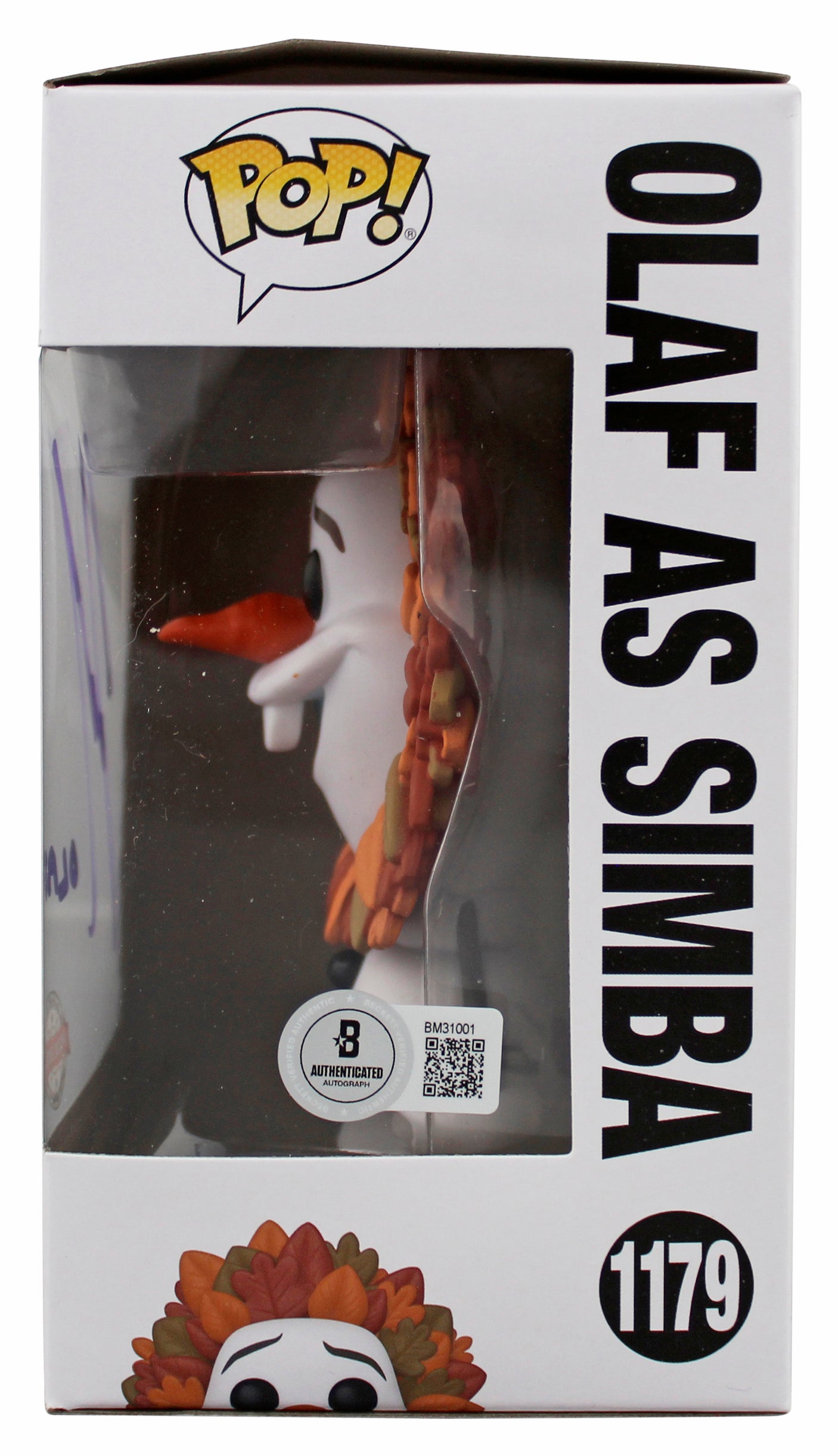 Josh Gad Frozen "Olaf" Signed #1179 Olaf as Simba Funko Pop Vinyl Figure BAS 2