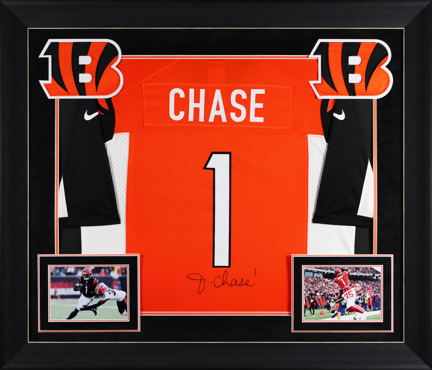 Bengals Ja'Marr Chase Signed Orange TB Nike Game Framed Jersey BAS Witnessed