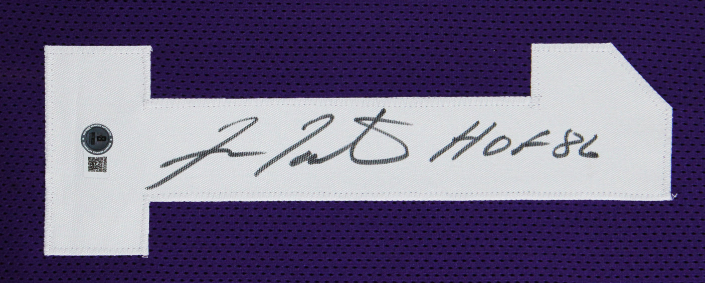 Fran Tarkenton "HOF 86" Signed Purple Pro Style Framed Jersey BAS Witnessed