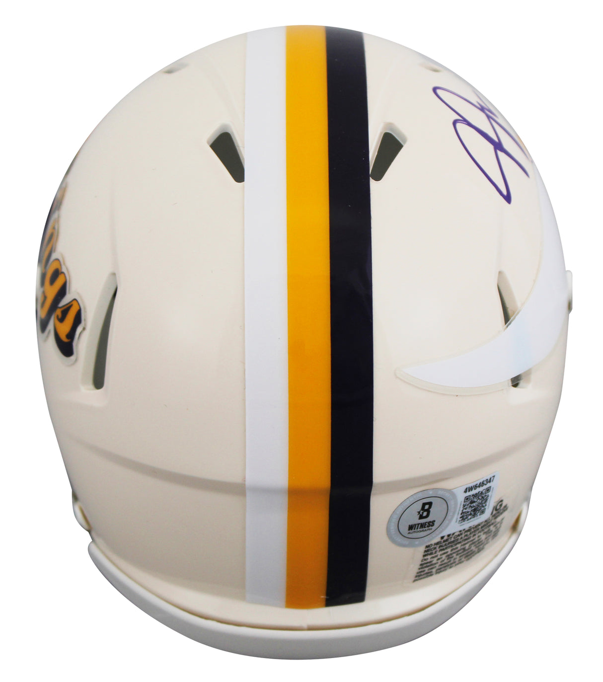 Vikings Justin Jefferson Signed Retro Speed Mini Helmet W/ Case BAS Witnessed