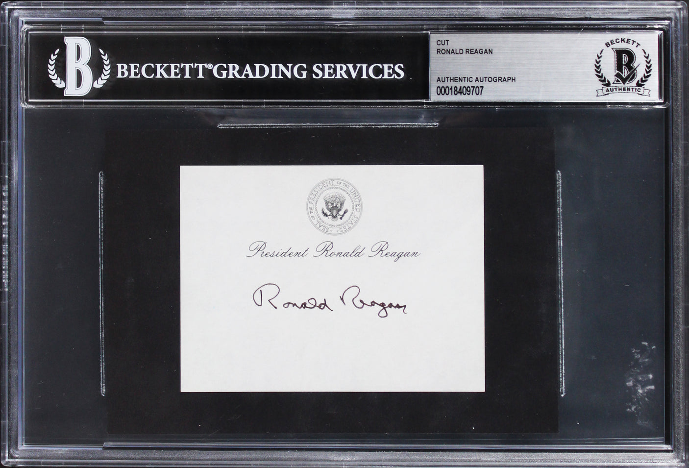Ronald Reagan Authentic Signed 3x4 Cut Signature Autographed BAS Slabbed 2