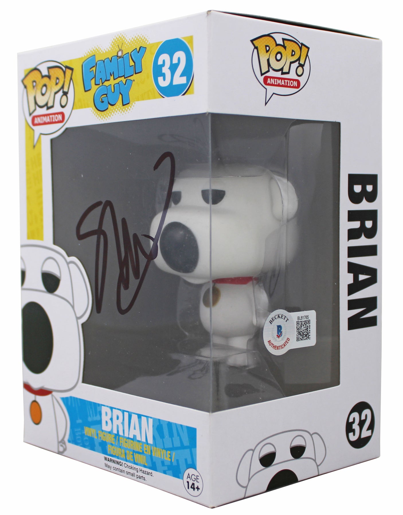 Seth MacFarlane Family Guy Authentic Signed Brian #32 Funko Pop Vinyl Figure BAS