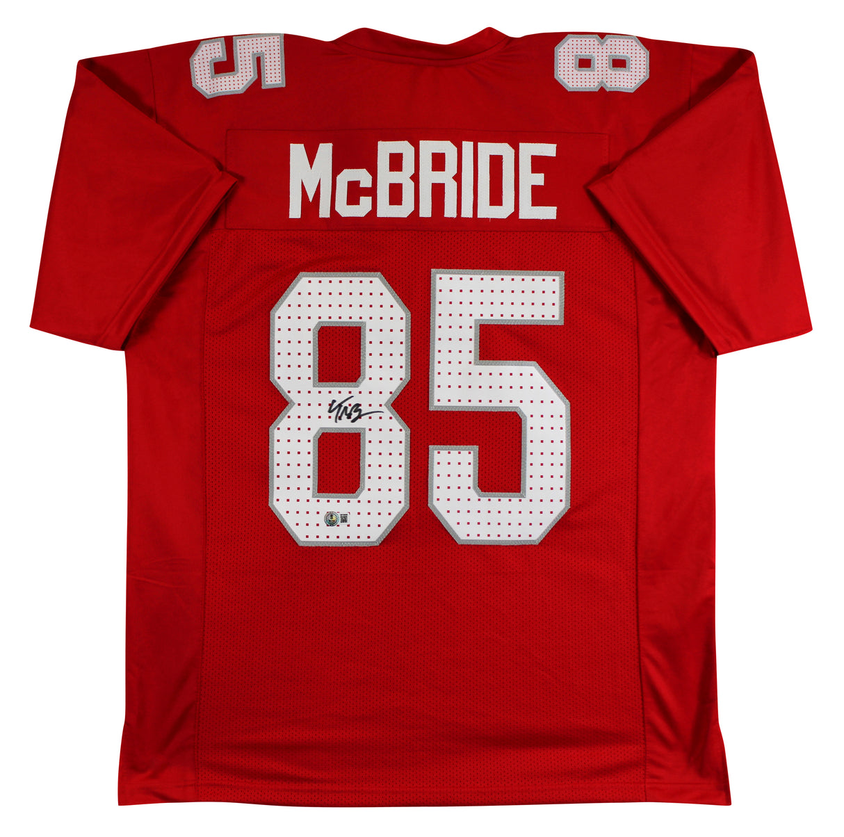 Trey McBride Authentic Signed Red Pro Style Jersey Autographed BAS Witnessed 2