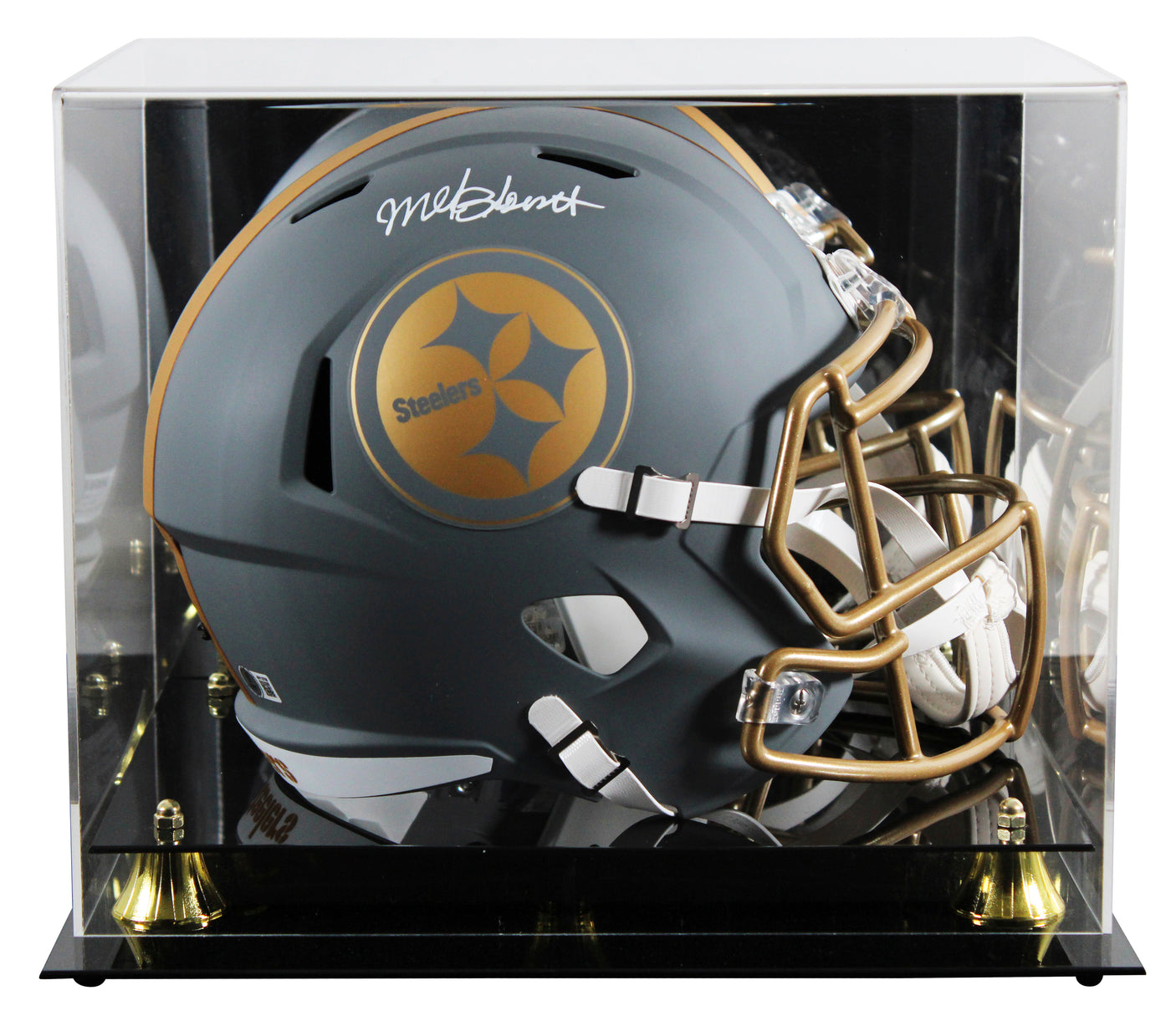 Steelers Mel Blount Signed Slate Full Size Speed Rep Helmet W/ Case BAS Witness