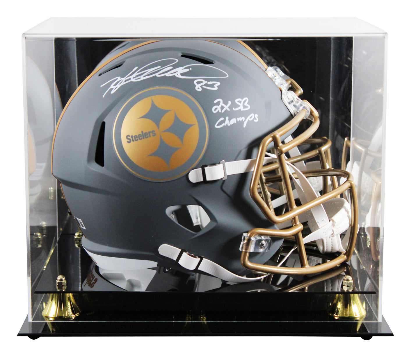 Heath Miller "2x SB Champs" Signed Slate Full Size Speed Rep Helmet W/ Case BAS