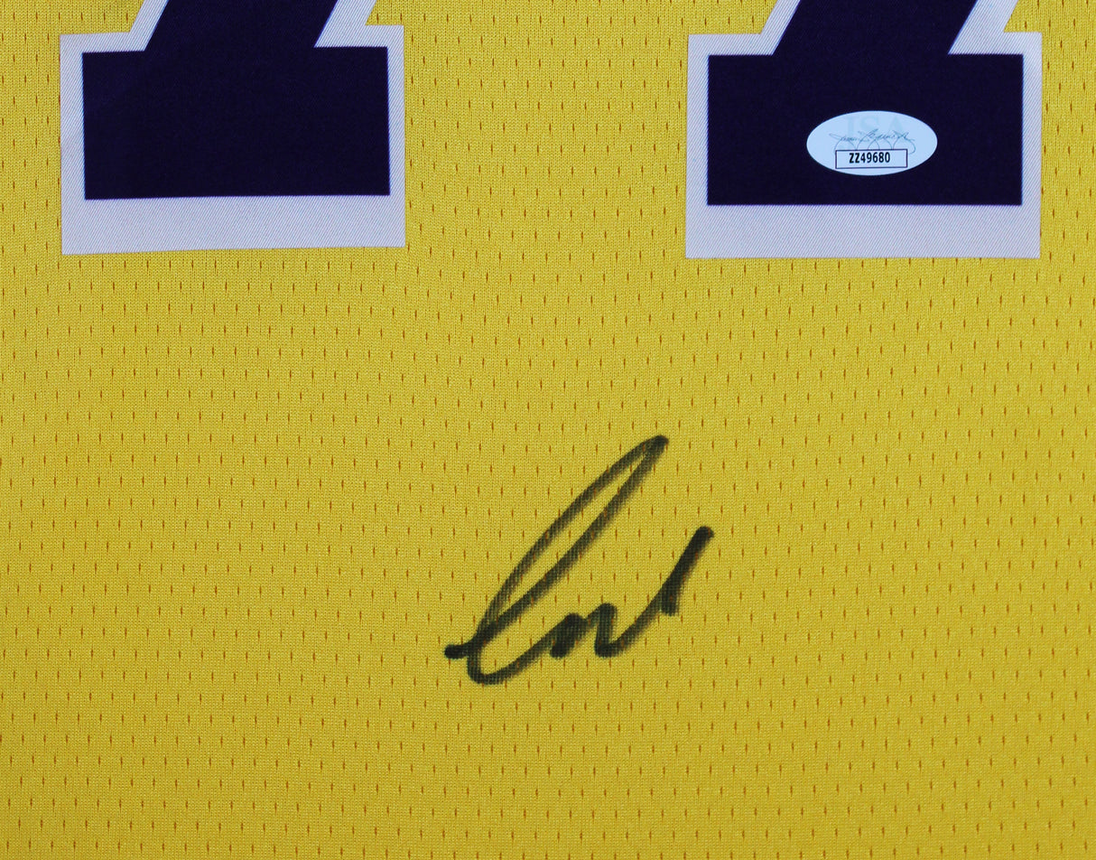 Lakers Luka Doncic Signed Yellow Nike Swingman Framed Jersey JSA #ZZ49680