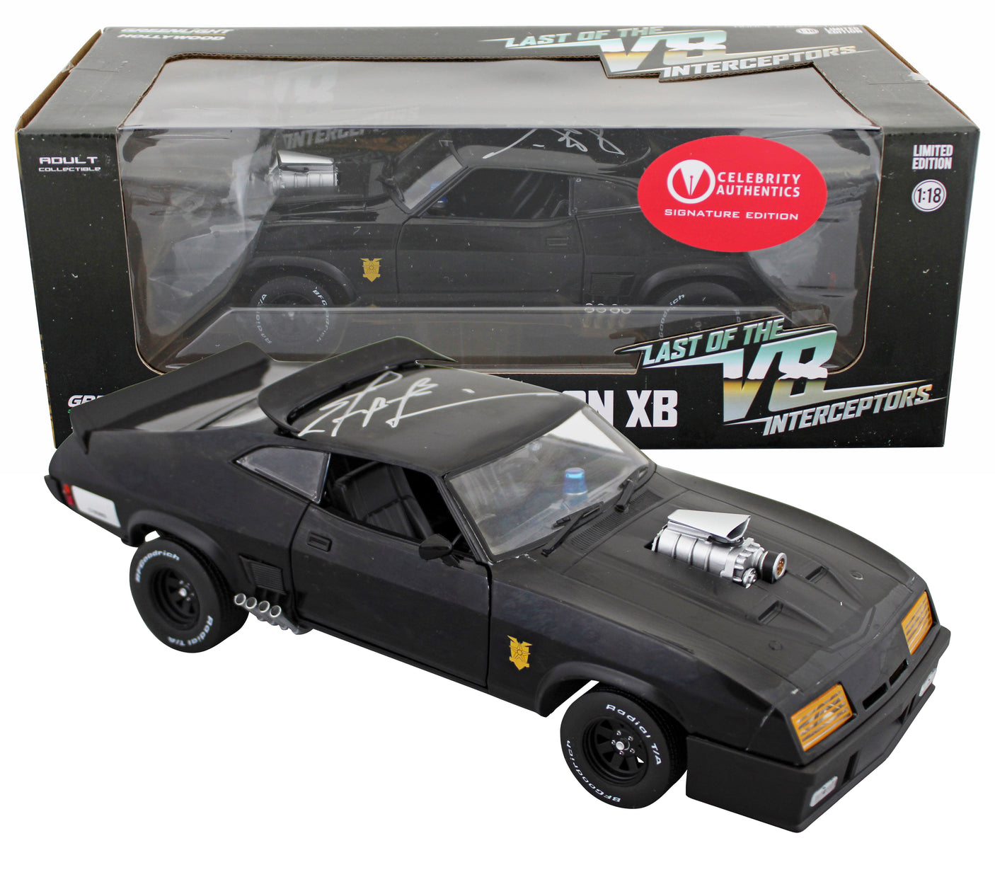 Mel Gibson Mad Max Authentic Signed 1:18 Die Cast Metal 1973 Ford Falcon XB BAS