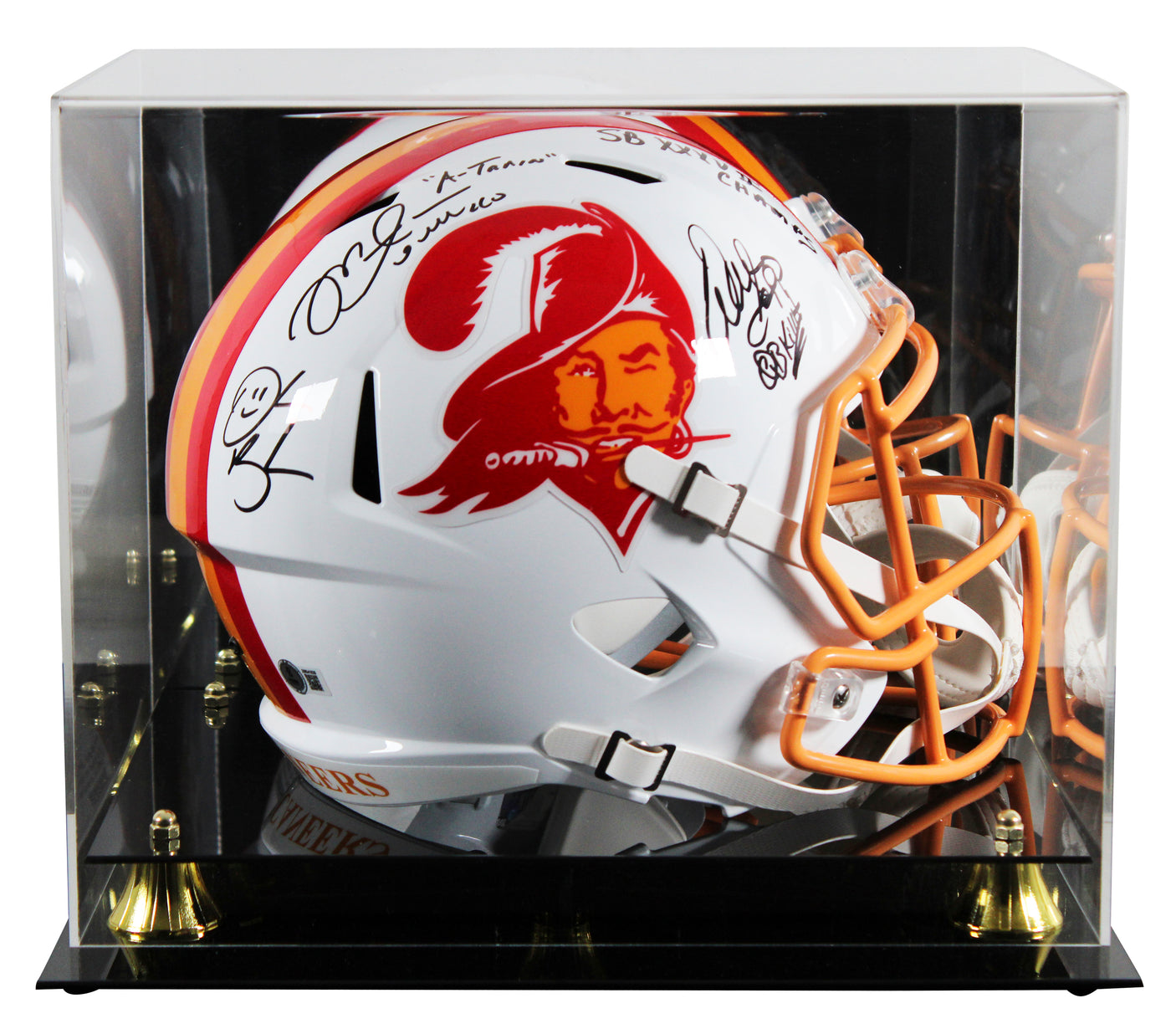 Bucs (3) Sapp, Alstott & Brooks Signed 76-96 TB F/S Speed Rep Helmet W/ Case BAS