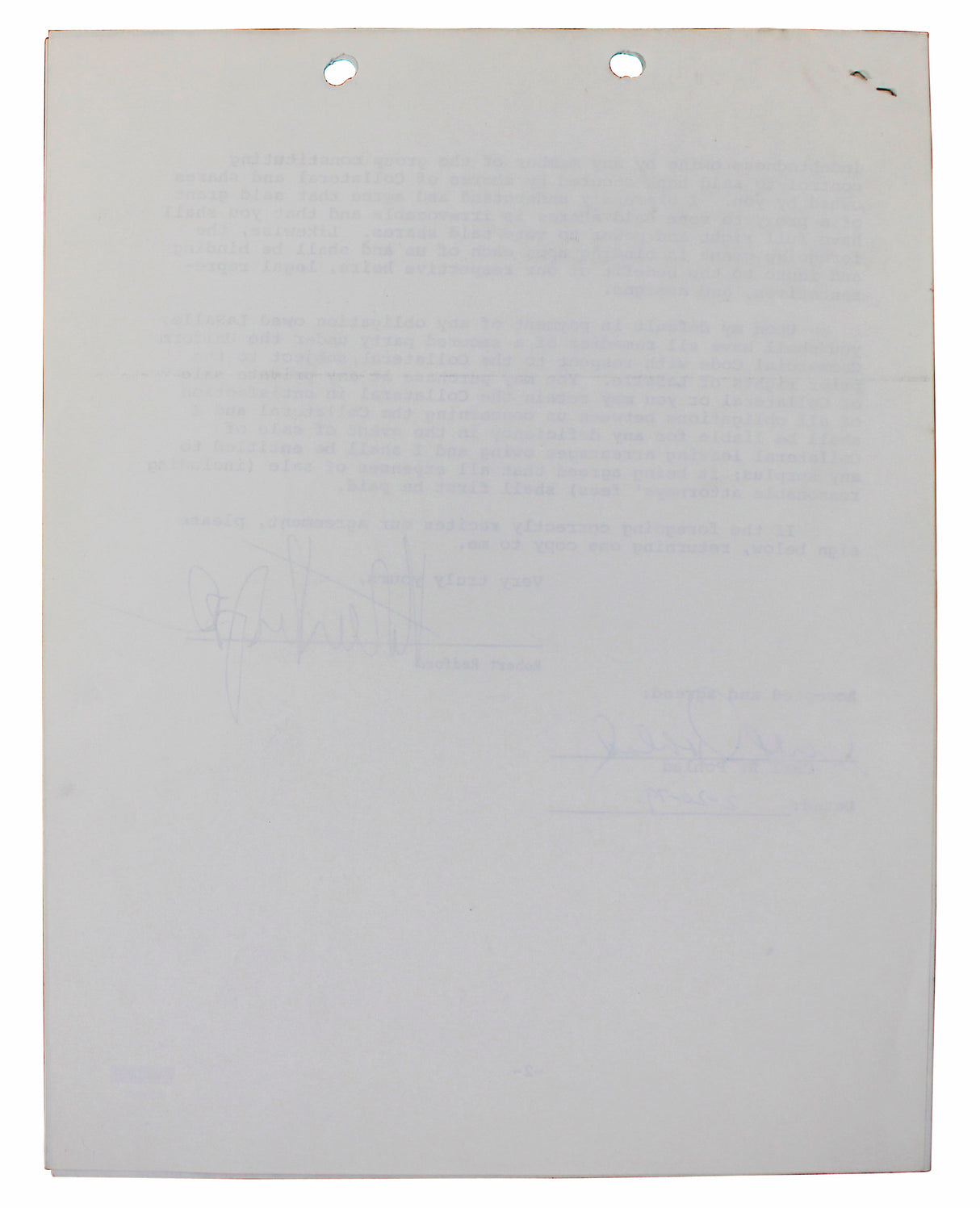 Robert Redford The Natural Authentic Signed 2 Page 8.5x11 Contract PSA #AC00941