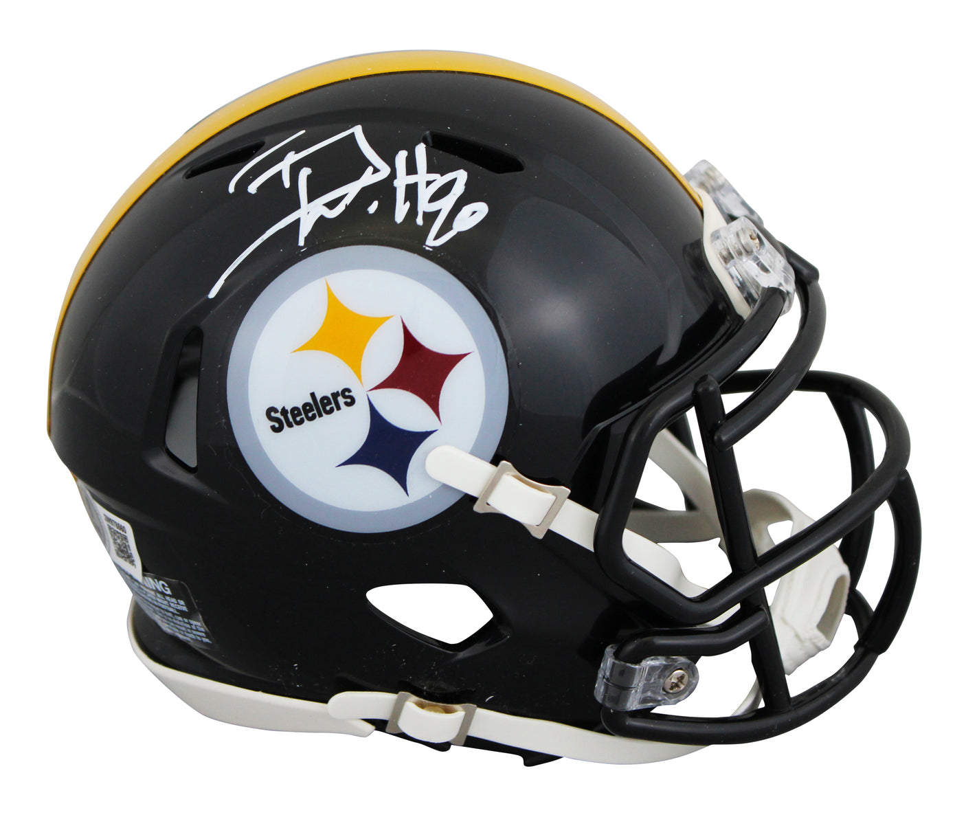 Steelers T.J. Watt Authentic Signed Speed Mini Helmet w/ White Sig BAS Witnessed