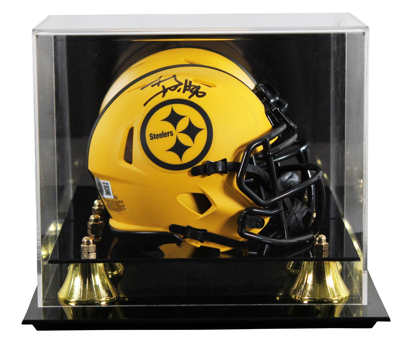 Steelers T.J. Watt Authentic Signed Rave Speed Mini Helmet W/ Case BAS Witnessed