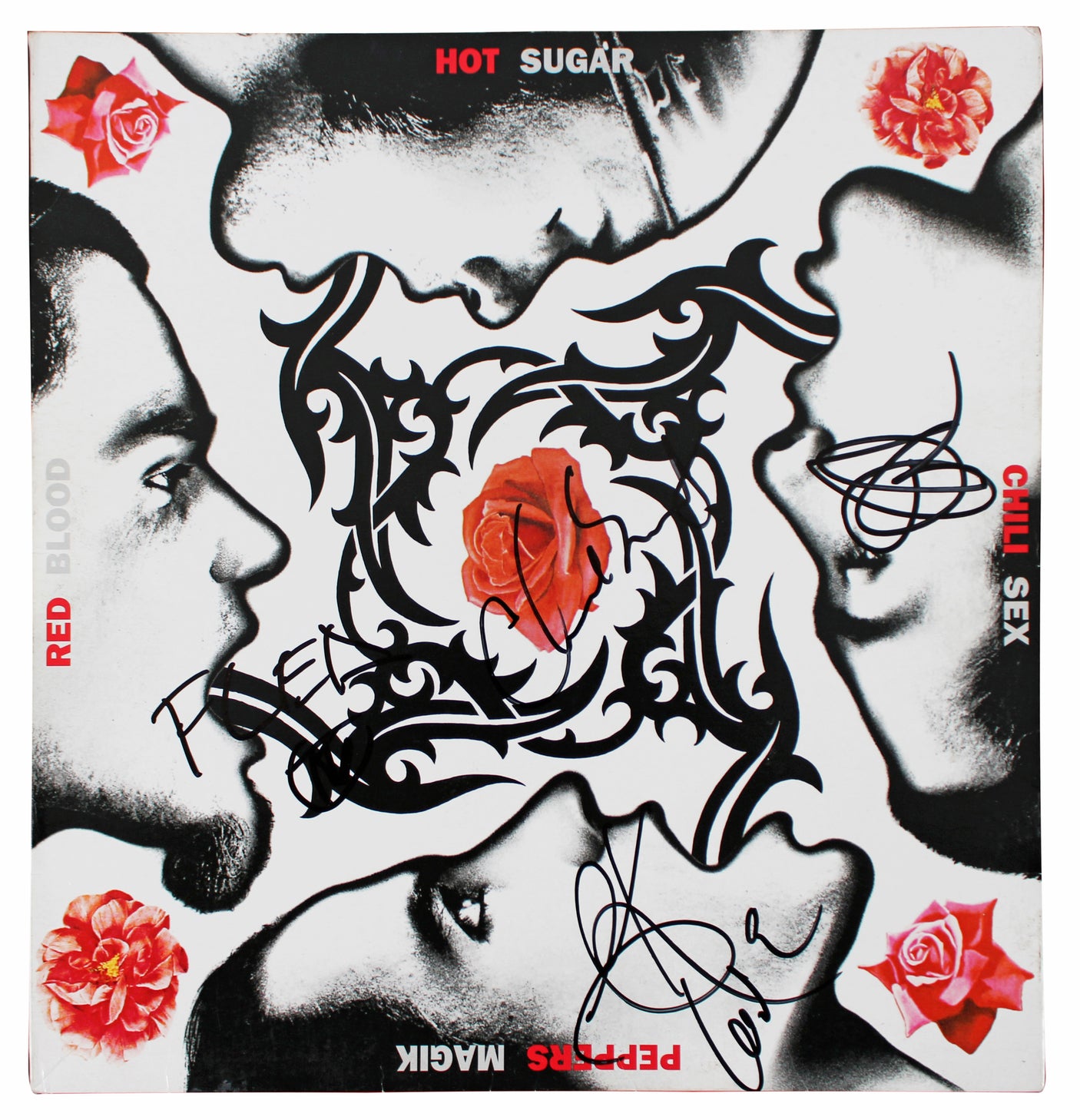 RHCP (4) Kiedis, Flea, Smith, & Frusciante Signed Album Cover W/ Vinyl BAS LOA