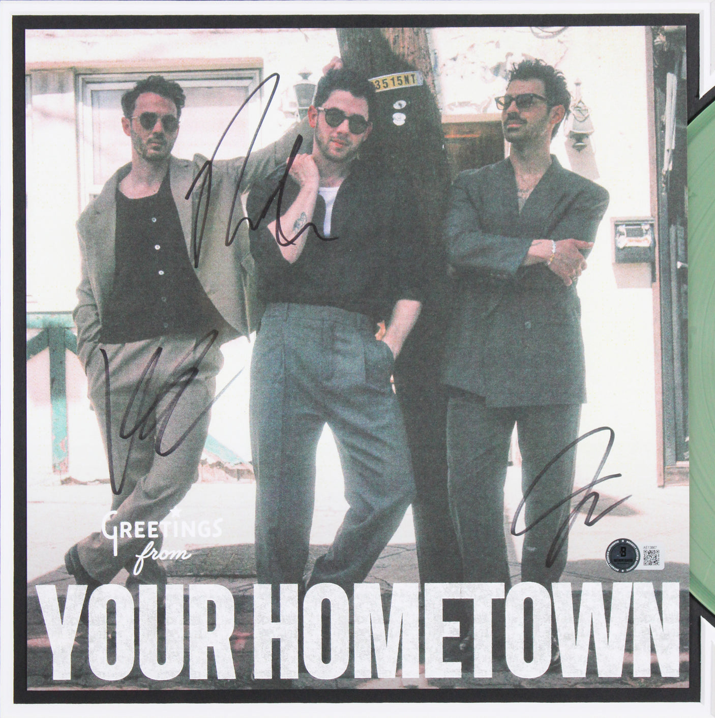The Jonas Brothers (3) Nick, Joe & Kevin Signed & Framed Hometown Album Flat BAS