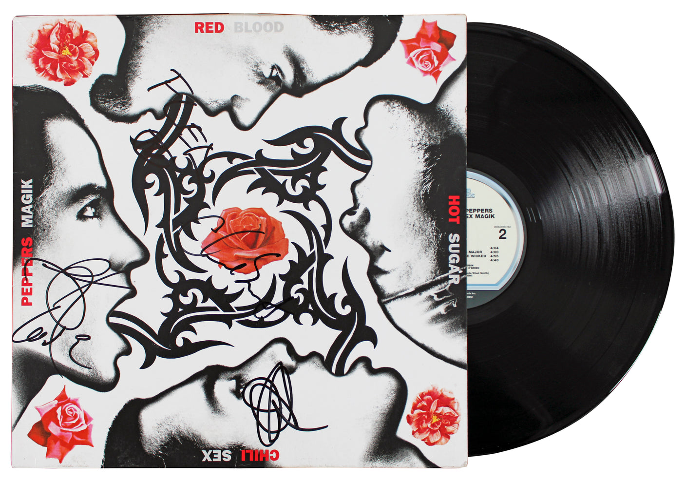 RHCP (4) Kiedis, Flea, Smith, & Frusciante Signed Album Cover W/ Vinyl BAS LOA
