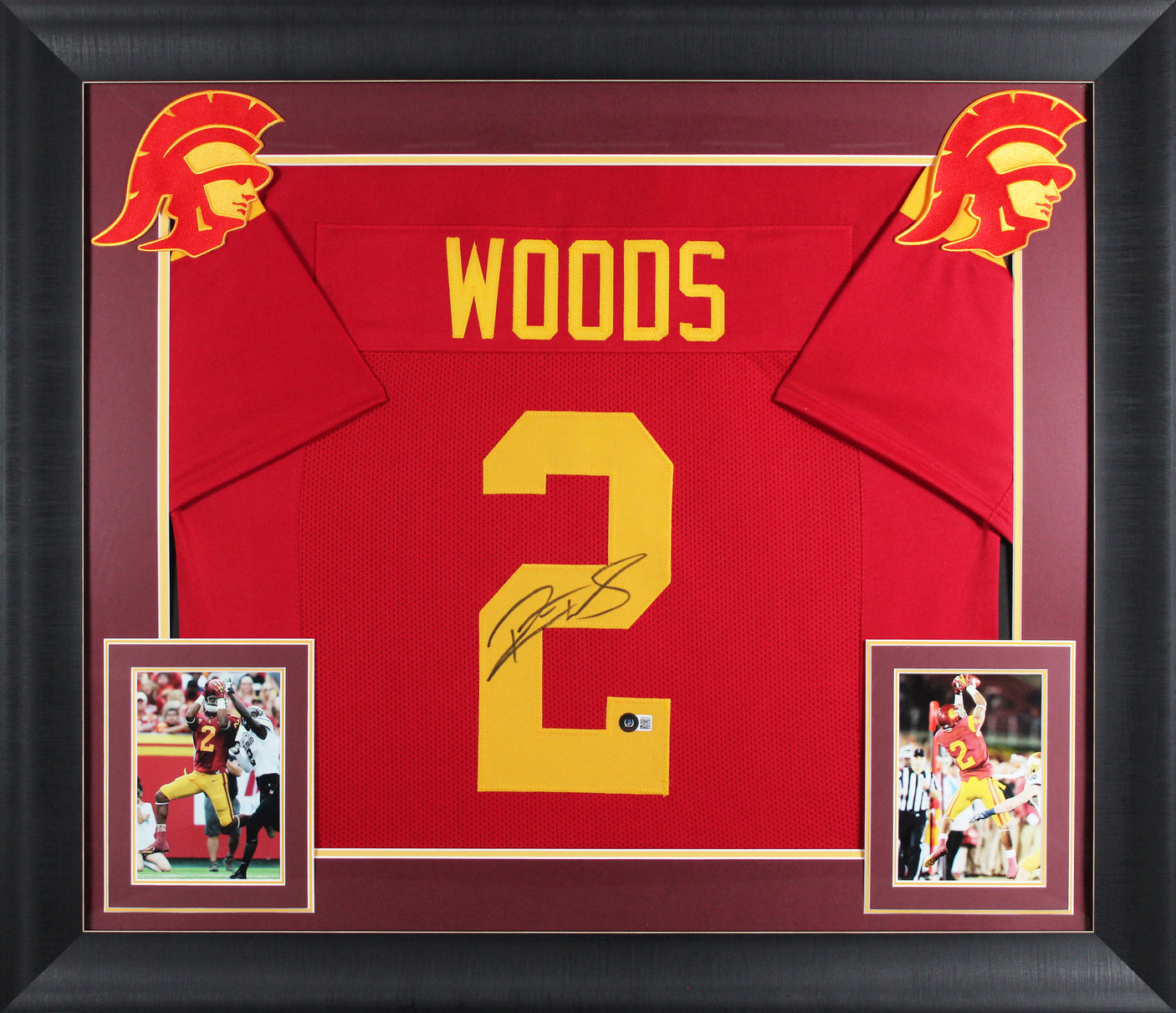 USC Robert Woods Signed Maroon Pro Style Framed Jersey BAS Witnessed #WS34835