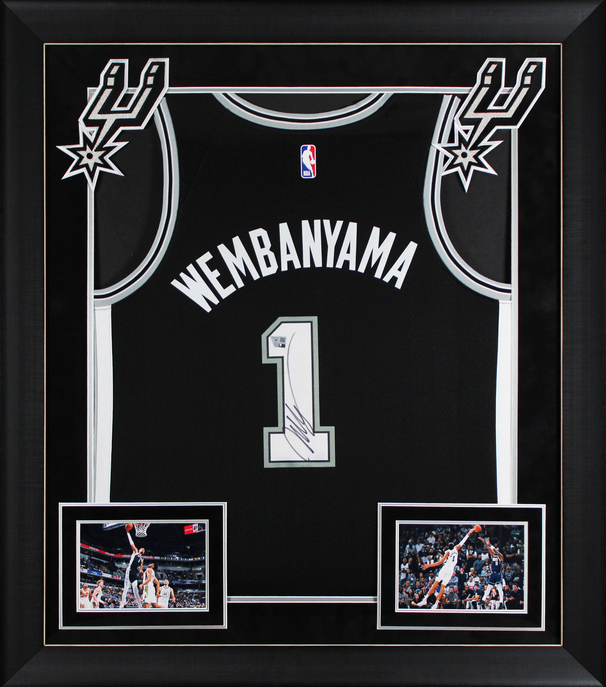 Spurs Victor Wembanyama Signed Black Nike Framed Jersey Fanatics #ZL88422027