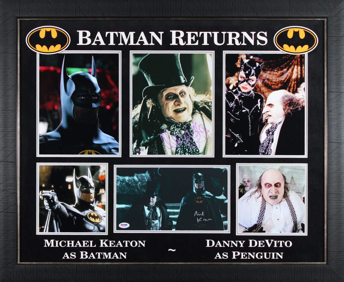 Michael Keaton & Danny DeVito Batman Returns Signed Framed Display PSA/DNA & BAS
