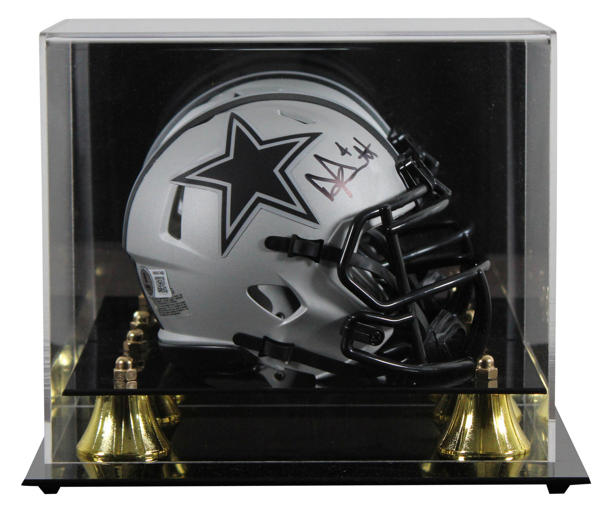 Cowboys Dak Prescott Signed Rave Speed Mini Helmet W/ Case BAS Witnessed