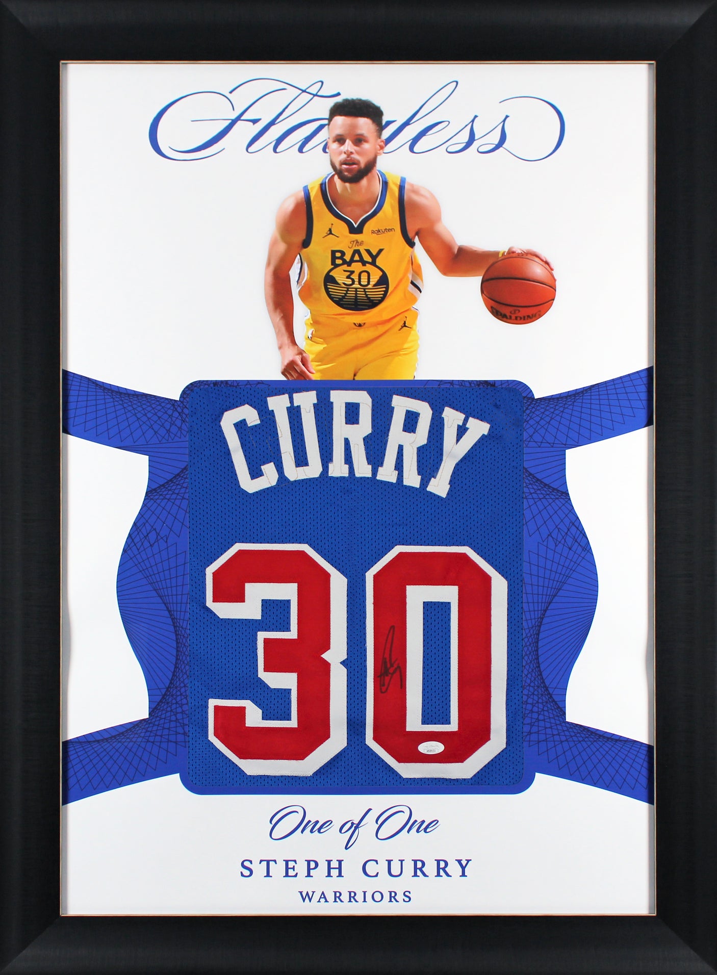 Warriors Stephen Curry Authentic Signed One of One Jersey Framed Display JSA 5