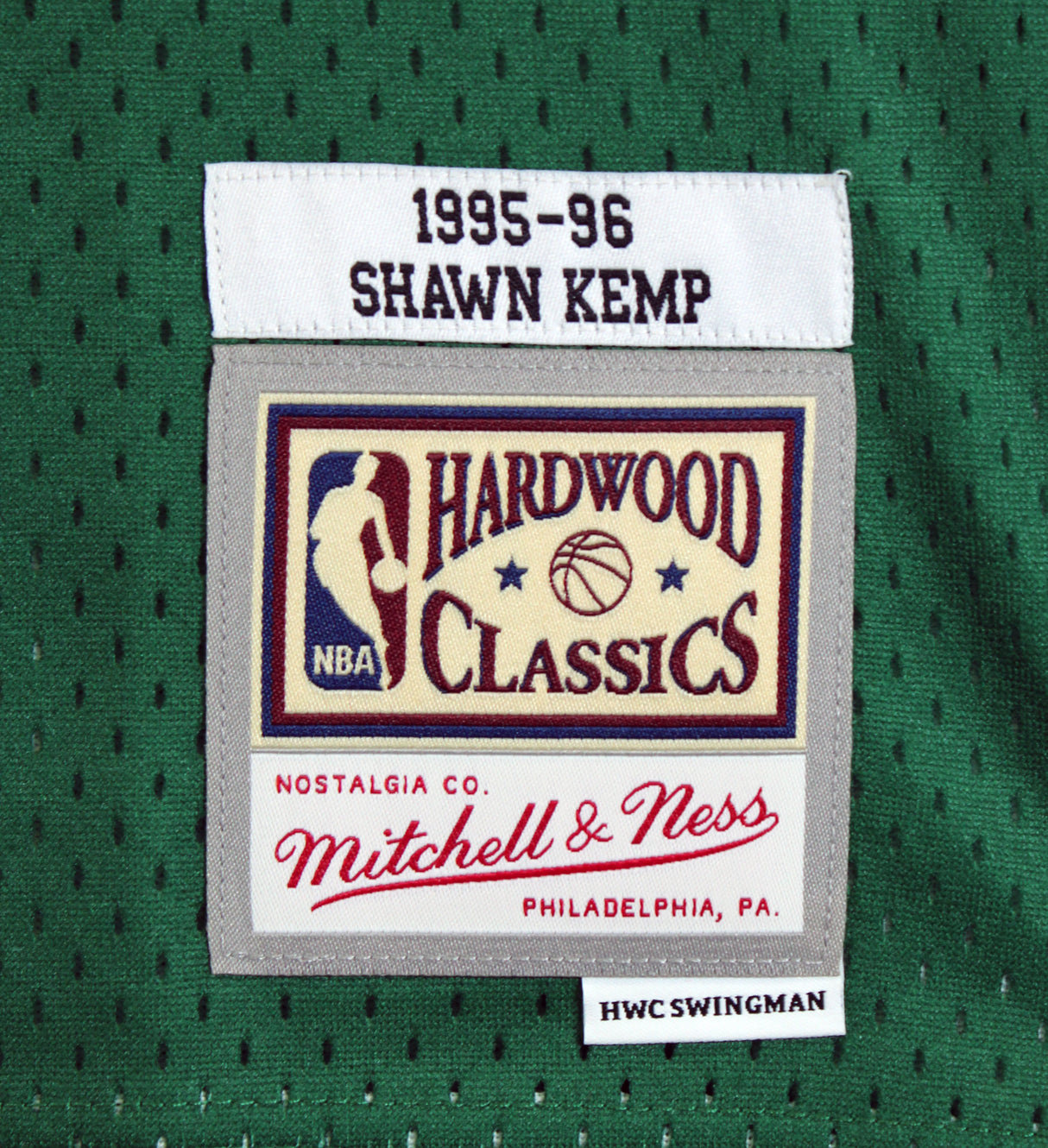 Sonics Shawn Kemp "Reign Man" Signed Green M&N 1995-96 HWC Swingman Jersey BAS W