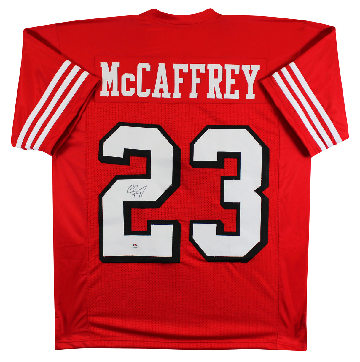 Christian McCaffrey Authentic Signed Red Pro Style Jersey w/ Dropshadow PSA