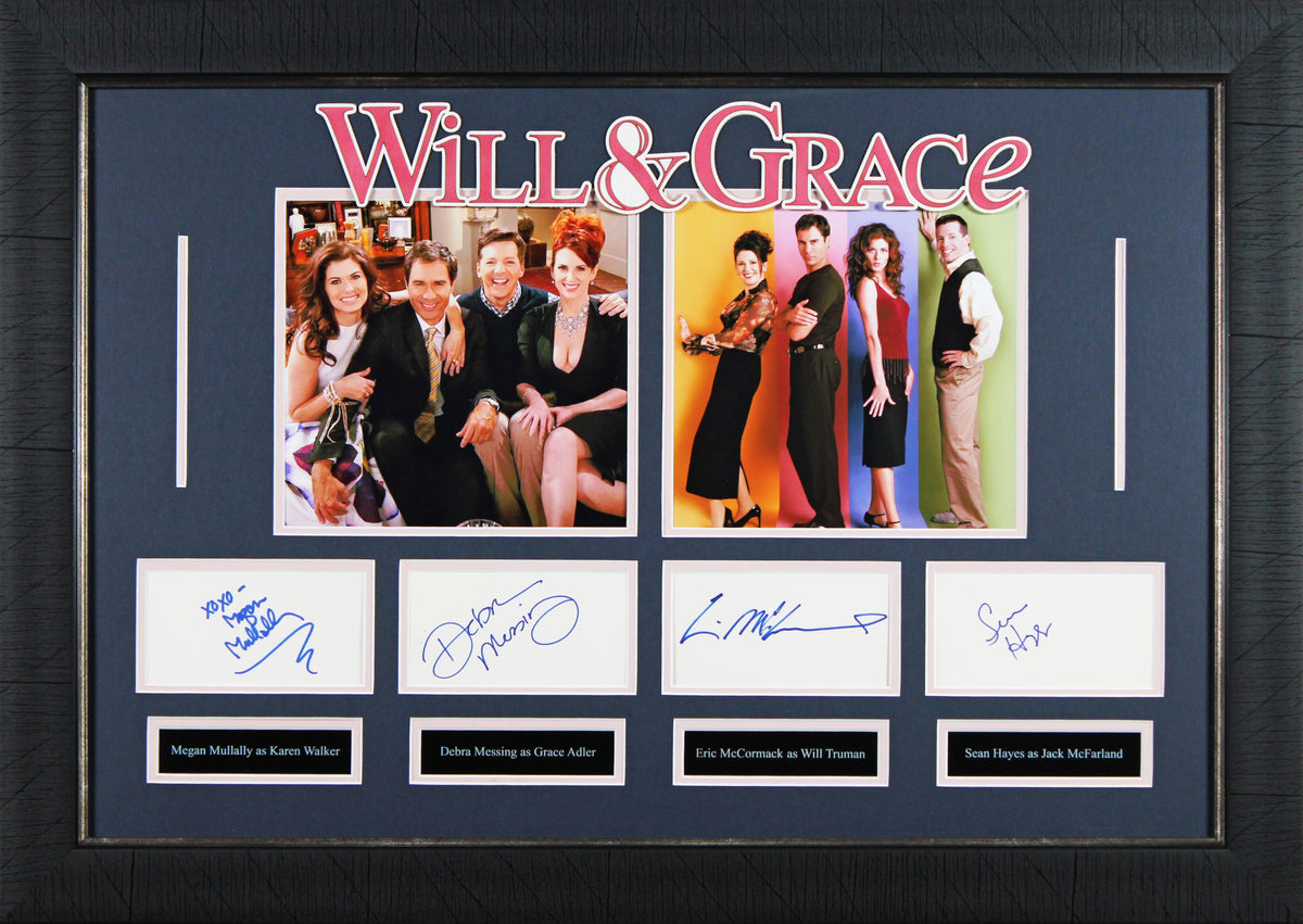 Will & Grace (4) McCormack, Messing, Hayes & Mullally Signed Framed Display BAS