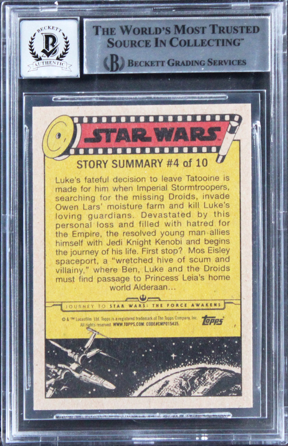 Star Wars (3) Donaldson +2 Signed 2015 SW JTTFA #24 Card Auto 10! BAS Slabbed