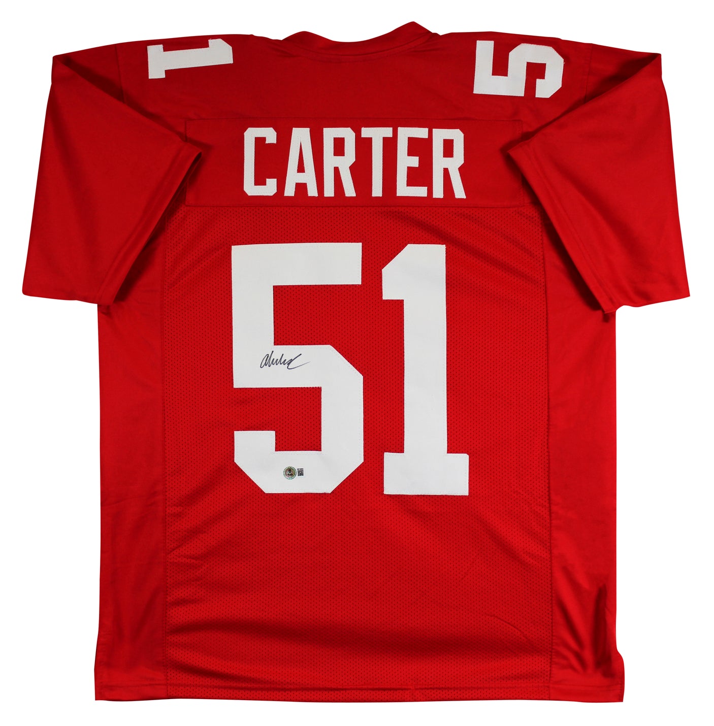 Abdul Carter Authentic Signed Red Pro Style Jersey Autographed BAS Witnessed