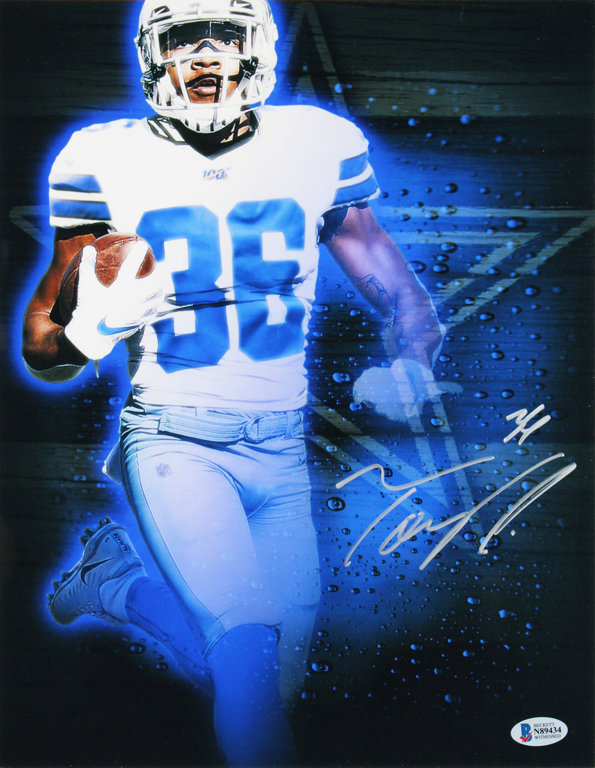 Cowboys Tony Pollard Authentic Signed 11x14 Framed Vertical Photo BAS #N89434