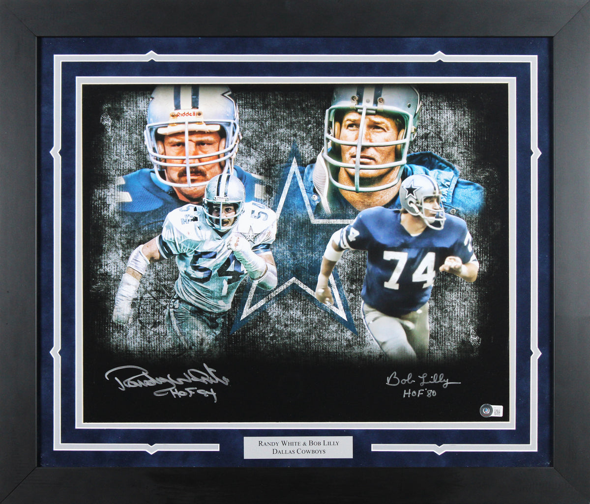 Cowboys Randy White & Bob Lilly "HOF" Signed 16x20 Framed Photo BAS Wit #WK35950