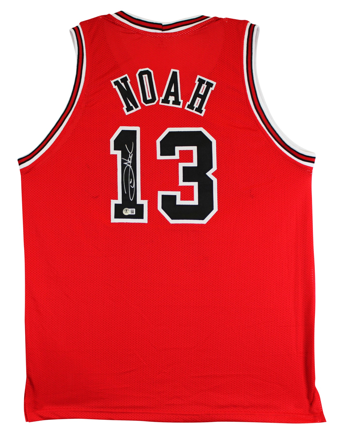 Joakim Noah Authentic Signed Red Pro Style Jersey Autographed BAS Witnessed
