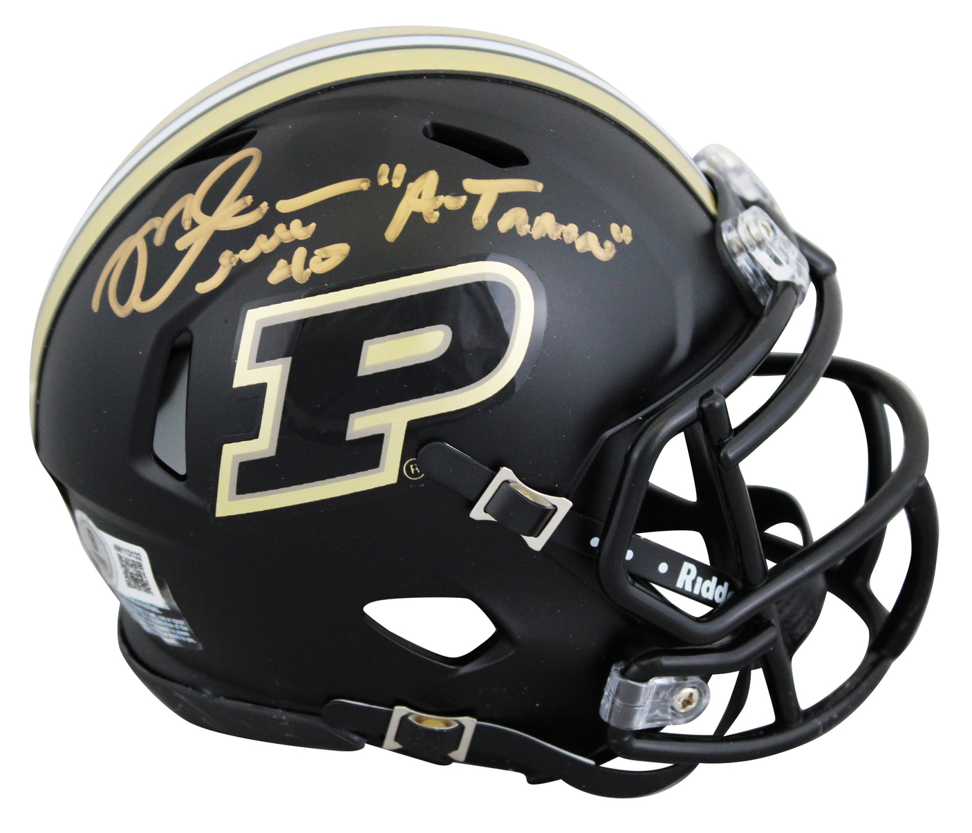 Purdue Mike Alstott "A-Train" Signed Black Speed Mini Helmet BAS Wit #4W113132