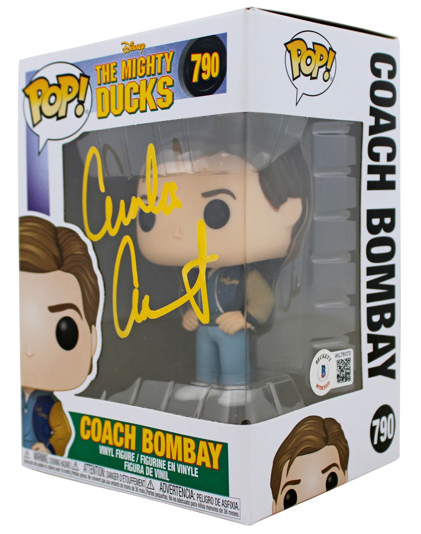 Emilio Estevez Mighty Ducks Authentic Signed #790 Funko Pop Vinyl Figure BAS Wit