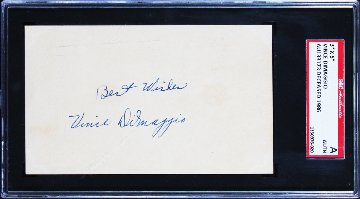 Pirates Vince DiMaggio "Best Wishes" Signed 3x5 Index Card SGC Authentic