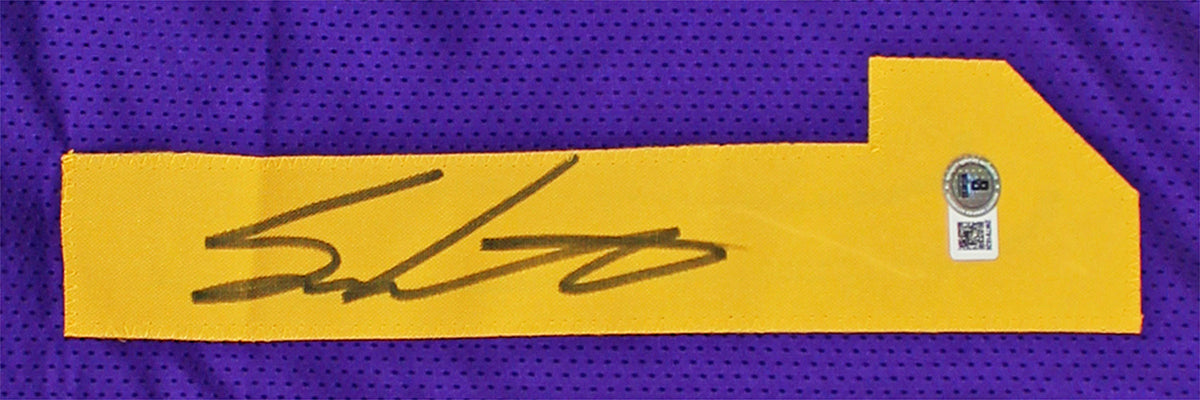 LSU Sam Leavitt Authentic Signed Alternate Purple Pro Style Jersey BAS Witnessed