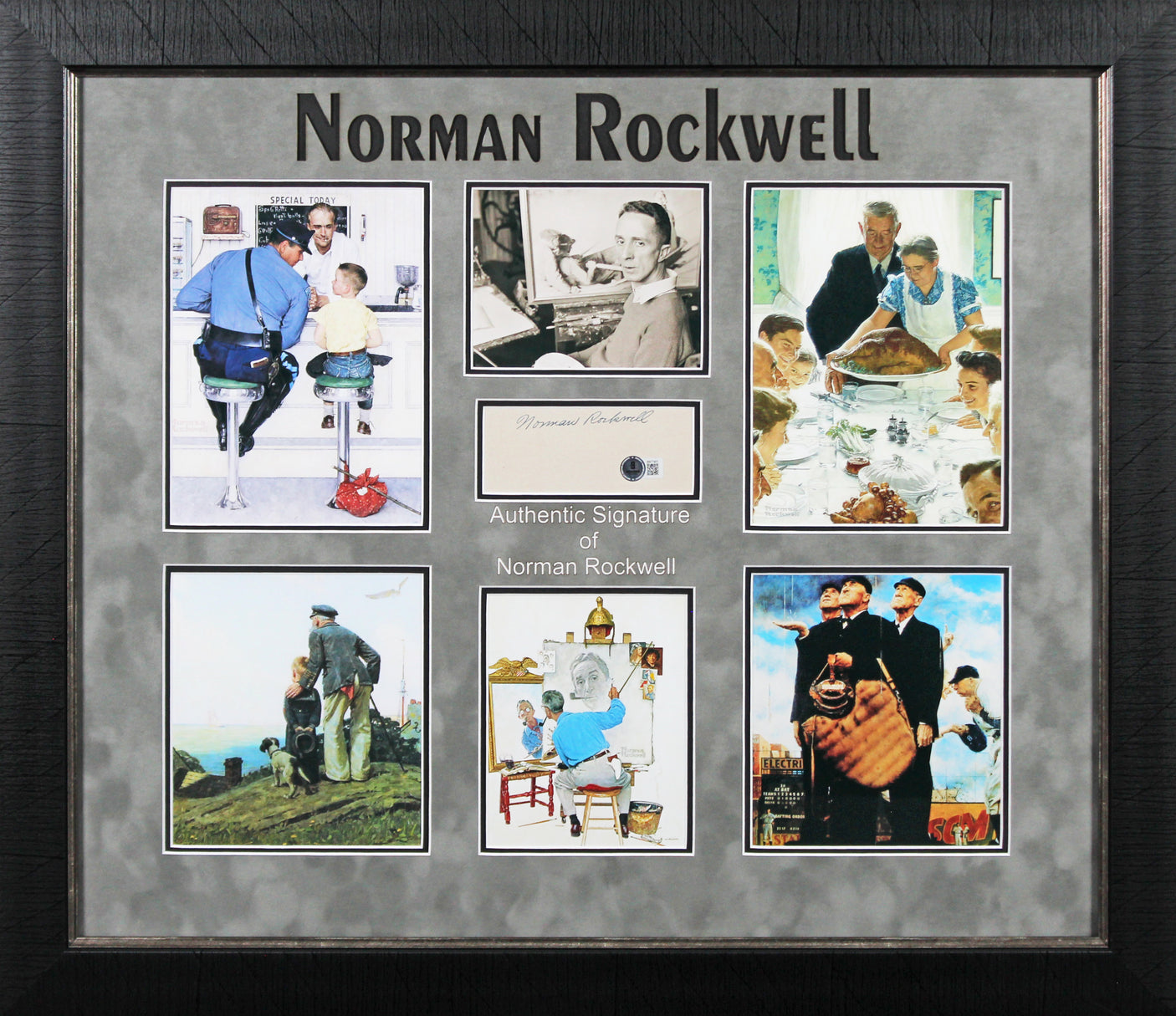 Norman Rockwell Authentic Signed & Framed Cut Signature BAS #BN77401
