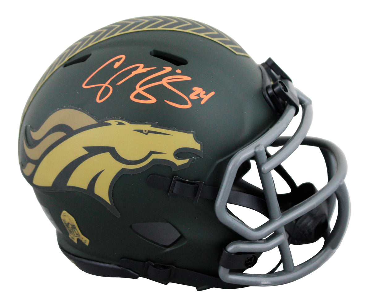 Broncos Champ Bailey Signed Salute To Service IV Speed Mini Helmet BAS Witnessed