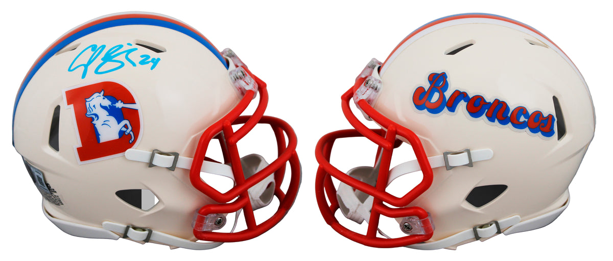 Broncos Champ Bailey Authentic Signed Retro Speed Mini Helmet BAS Witnessed