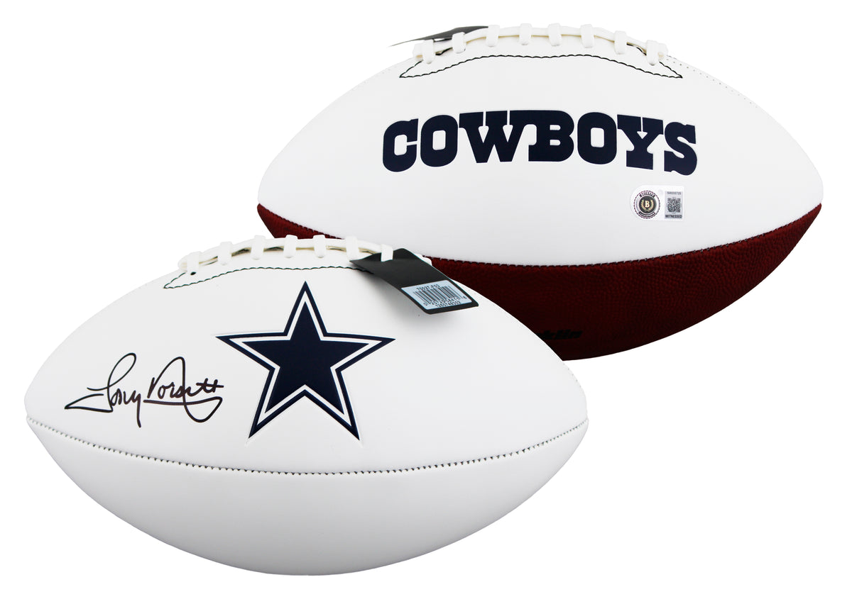 Cowboys Tony Dorsett Signed Franklin White Panel Logo Football W/ Case BAS Wit