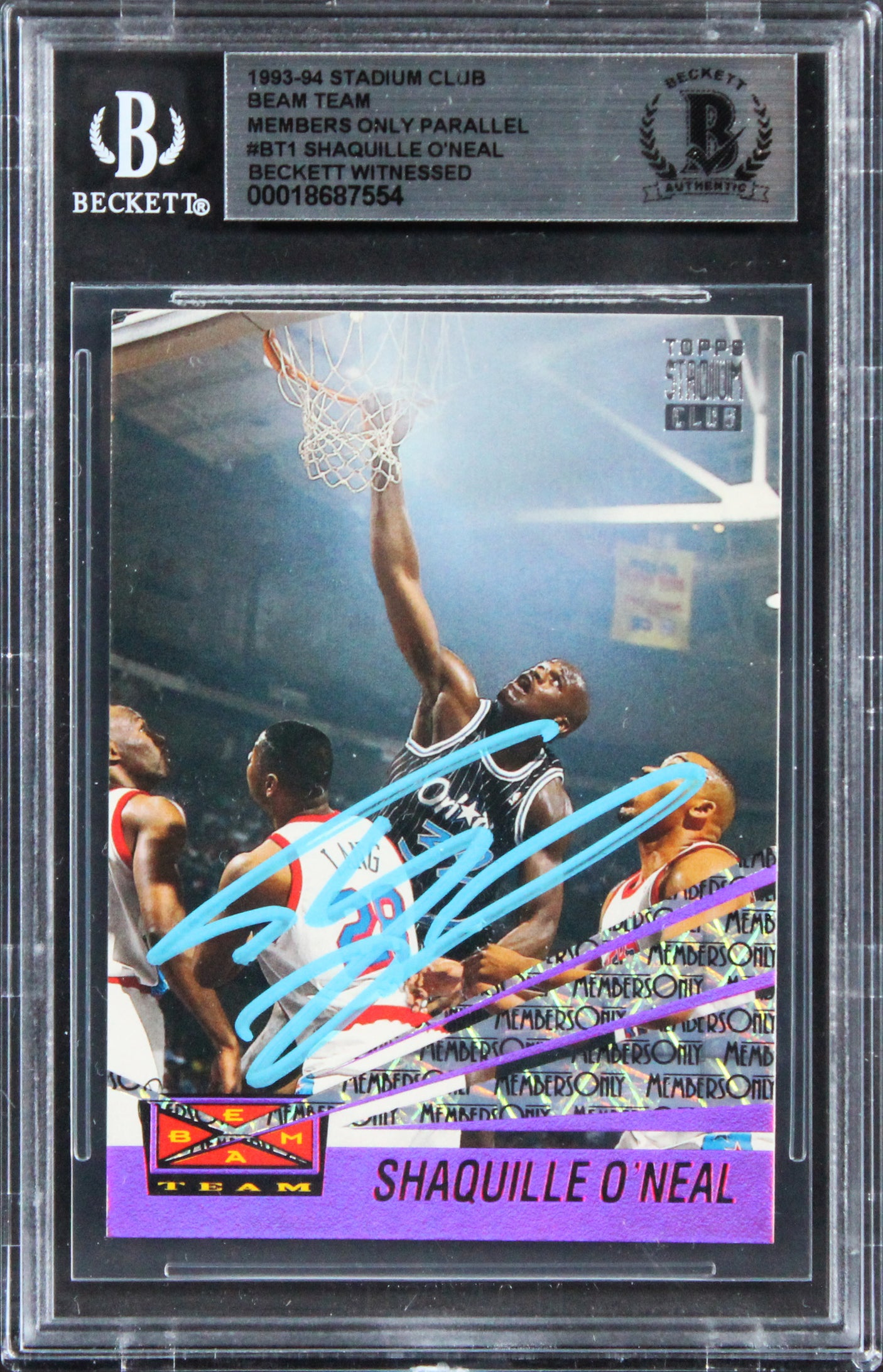 Shaq O'Neal Signed 1993 Stadium Club Beam Team Members Only #BT1 Card BAS Slab