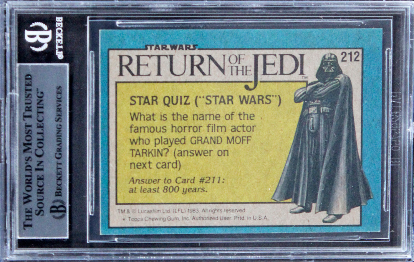 Tim Dry & Sean Crawfordd Signed 1983 Star Wars ROTJ #212 Card BAS Slabbed