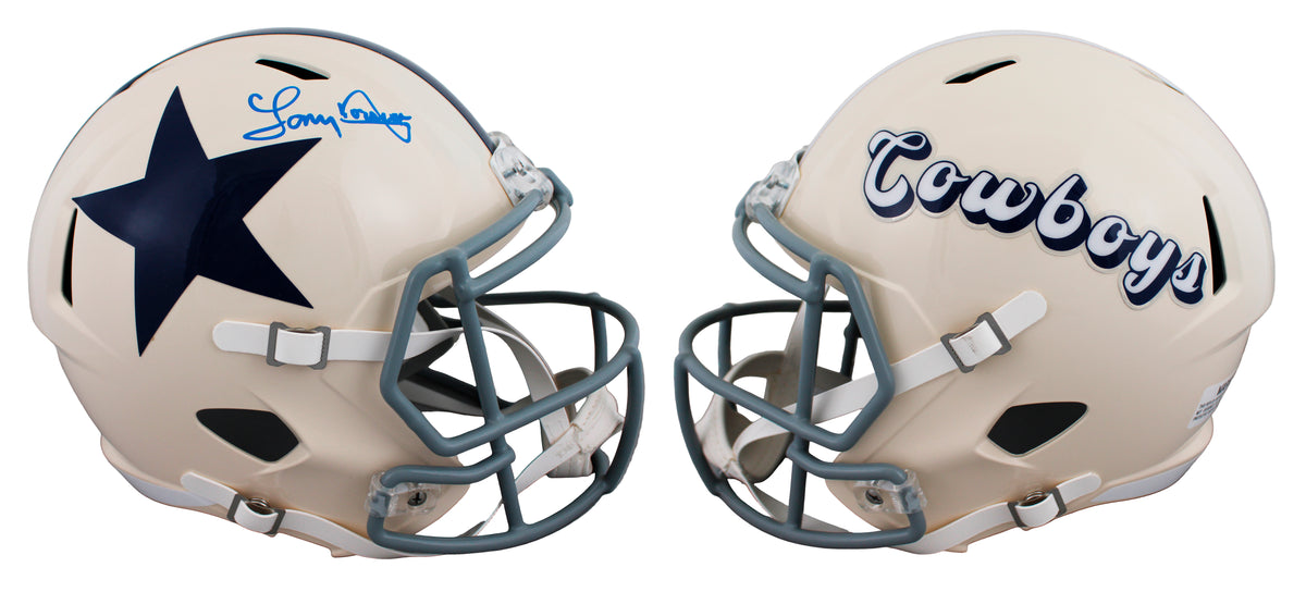 Cowboys Tony Dorsett Signed Retro Full Size Speed Rep Helmet W/ Case BAS Wit 2