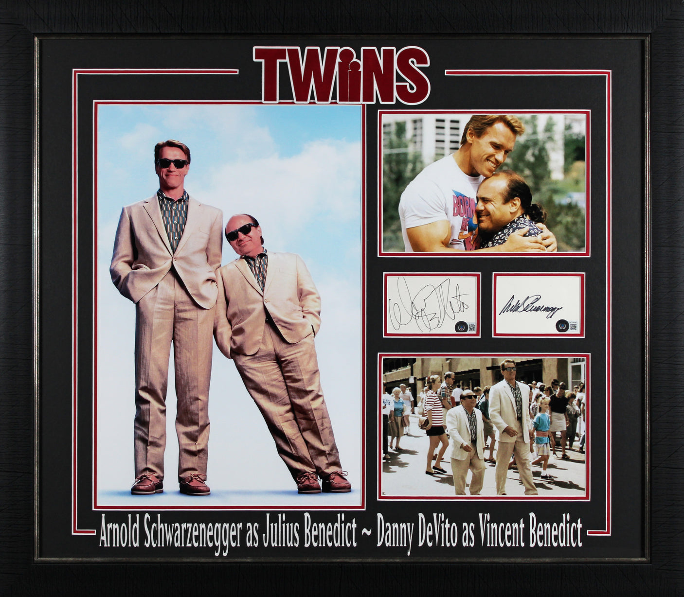Arnold Schwarzenegger & Danny DeVito Twins Signed Framed Display BAS #AC28587