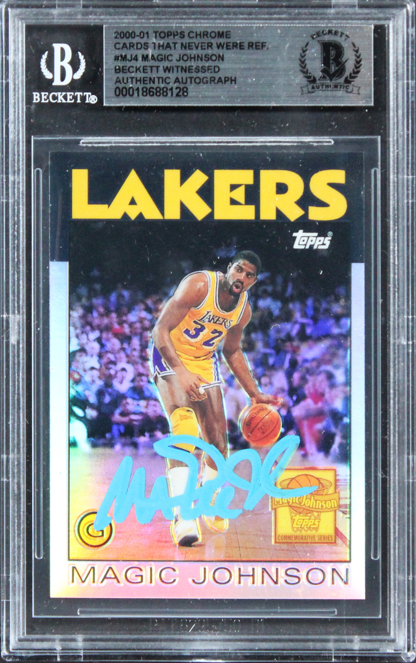 Magic Johnson Signed 2000 Topps Chrome CTNW Refractors #MJ4 Card BAS Slabbed