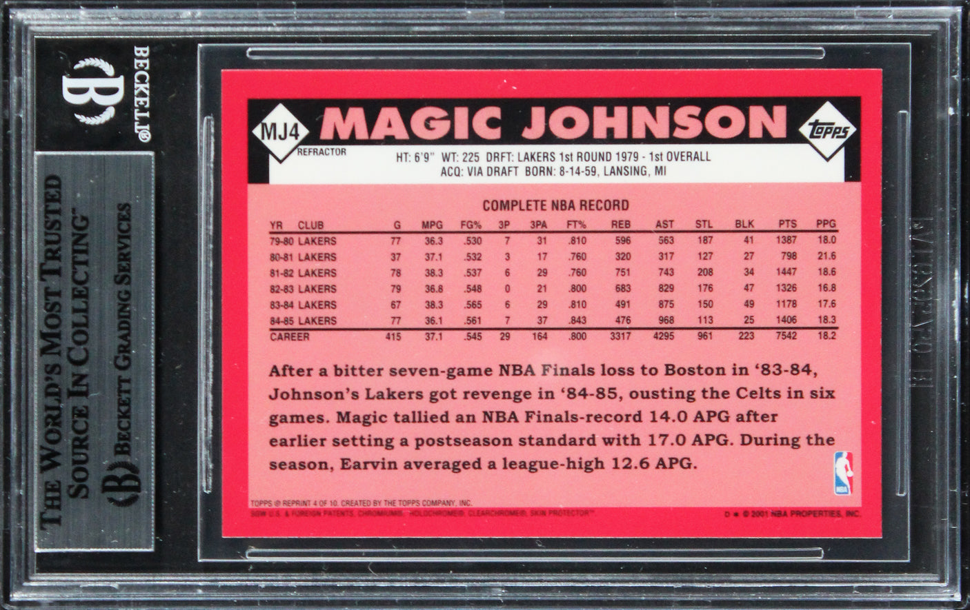 Magic Johnson Signed 2000 Topps Chrome CTNW Refractors #MJ4 Card BAS Slabbed